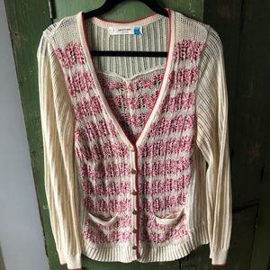 Anthropologie /Sparrow Red & Cream Cardigan